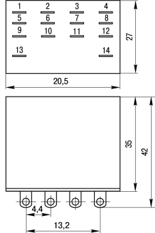 Реле промежуточное e.control.p341 3А, 4 группы контактов, катушка 12В DC