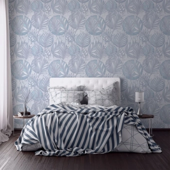 Виниловые обои на флизелиновой основе LS Папоротник ДХV-1591/5 серо-фиолетовый 10,05 x 1,06 м