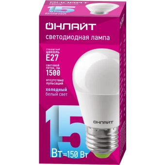 Лампа светодиодная OLL LED 15W E27 6500K G45 ONLAIT