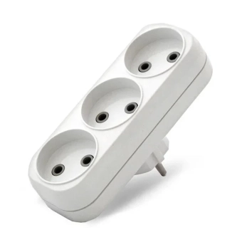 Тройник на 3 розетки 2P 10A 230V белый 1000kW