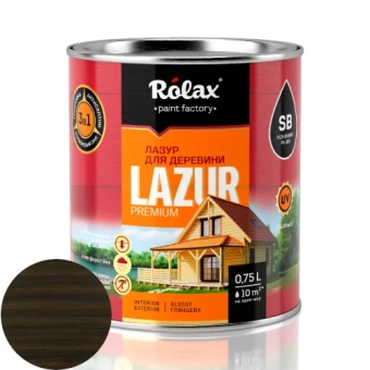 Лазурь Алкидная для дерева, Черное дерево, LAZUR Rolax 0.75л