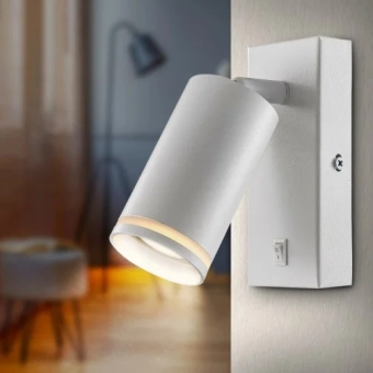 Бра GU10 круглый белый с выключателем 55x100mm PL-23024W