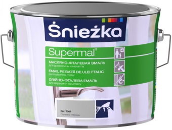 Масляно-фталевая эмаль SNIEZKA Supermal 2.5л, серый металик, RAL7001