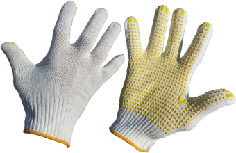 Перчатки трикотажные с анти-скользящим покрытием из ПВХ Белый/Желтый