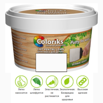 Шпатлевка по дереву Wood paty COLORIKS 0,9кг, Белый