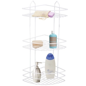 Полка угловая для ванной Perilla 3 яруса, металлическая, белая 71303