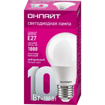 Лампа светодиодная OLL LED 10w E27 4000K A60 Bulb Onlait 71650