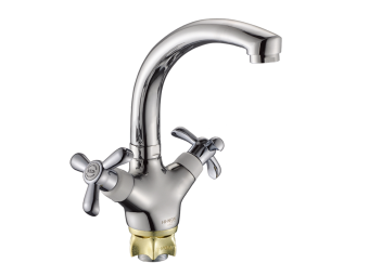 Смеситель кухонный на мойку Hi-Non N024-525-5, двуручный, хром