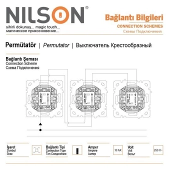 Выключатель перекрестный 1P Silver ALEGRA NILSON