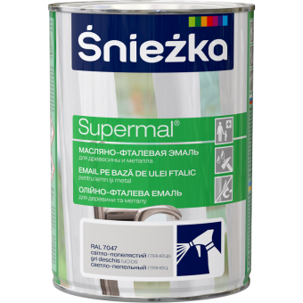 Mасляно-фталевая эмаль SNIEZKA Supermal 0,8 л, св. пепельная