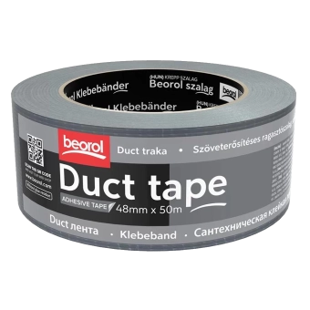 Лента клейкая армированная 48мм 50м серый прочное склеивание Duct tape Beorol TT50
