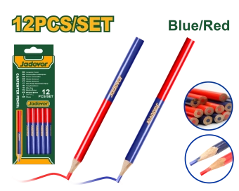 Карандаш плотника для разметки, двухцветный (красный/синий), набор из 12 шт; Jadever