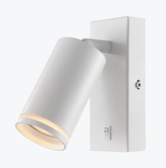 Бра GU10 круглый белый с выключателем 55x100mm PL-23024W