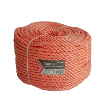 Веревка полипропиленовая трехпрядная крученая 8мм х 100м, оранжевая