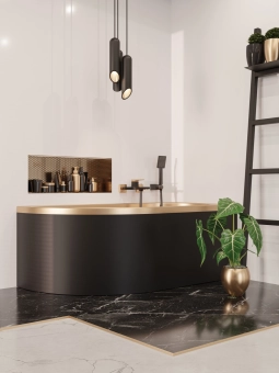 Смеситель для ванны, душа MIDNIGHT BLACK/GOLD ROSE, Invena, Польша