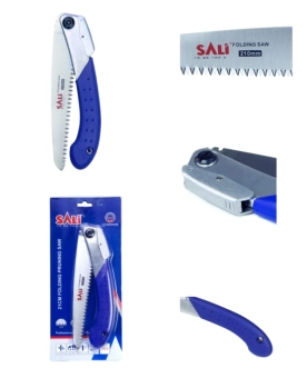 Ножовка садовая складная для обрезки кустов и деревьев, сталь 65Mn, 210 мм, ручка ABS/TPR, Sali