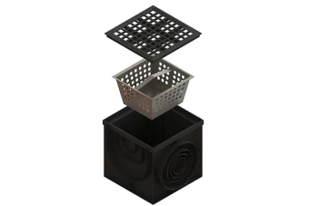 Дождеприемник квадратный ливневой PolyMax Basic (400x400x391), с подключением к лоткам