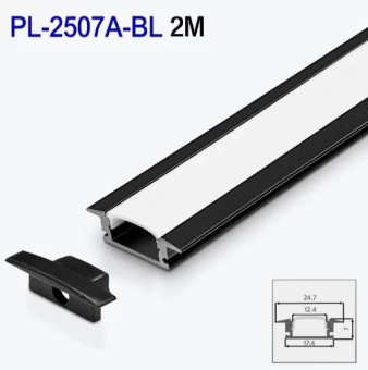 Алюминиевый профиль врезной для светодиодной ленты черный 2m/set 24.7*7mm PL-2507A-BL 2m PANLIGHT черный