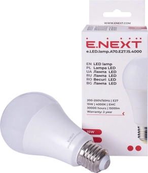 Лампа светодиодная LED A60 15W E27 4000K