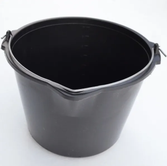 Ведро строительное 20L, пластик, с носиком, черный, Инагропром
