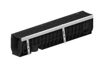 Лоток водоотводный POLYMAX DRIVE DN100 H216 с решеткой чугунной D400 (1000х160х216)