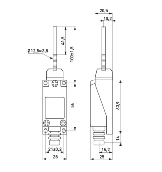 Выключатель концевой e.limitswitch.07 рычаг-эксцентрик с пластиковым концом
