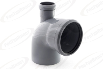 (Новое поступление) Отвод внутренней канализации с фронтальным выходом ПП (PP) Ø110/50-87°, вверх, серый RTP