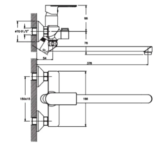 Смеситель для ванны с гарнитурой для душа HB-61170 (черный)