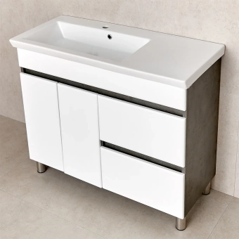 Шкаф Urbano бетон Chicago тёмный под умывальник Isik 1000 Bayro