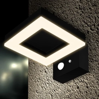 Светильник на солнечной батарее LED 2W 4000K IP44 с датчиком движения настенный PL-130041PSSE черный PANLIGHT