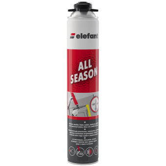 Пена монтажная полиуретановая профессиональная Standart All Season 800ml Elefant, под пистолет