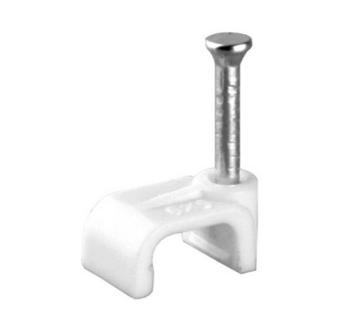 Скоба 6 мм плоская пластиковая белая MegaWatt