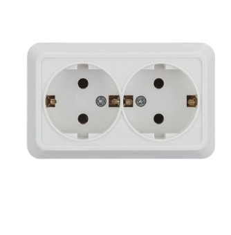 Розетка двойная 2P+Е 16A белая SELENA 1000kW