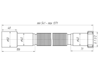 Соединитель гибкий гофрированный для сифонов Ø1 1/2"*40/50 удлиненный, Aniplast, (К-116)