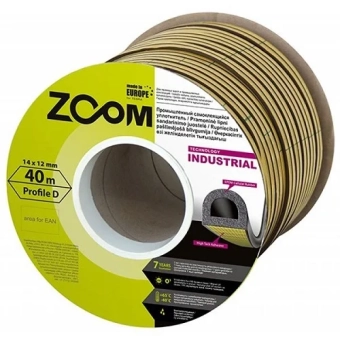Уплотнительная лента Zoom Industrial (гаражная) "D" (14х12мм) черная