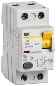 Выключатель дифференциальный (УЗО) ВД1-63 2Р 63А 30мА IEK