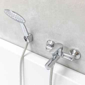 Смеситель для ванны с гарнитурой для душа - MAT│ECO Серия INDIGO - однорычажный, хром