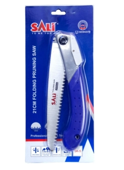 Ножовка садовая складная для обрезки кустов и деревьев, сталь 65Mn, 210 мм, ручка ABS/TPR, Sali