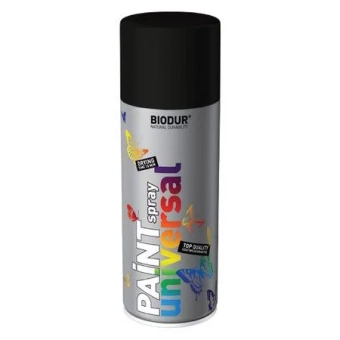 Эмаль-спрей Универсальная BIODUR 9005, Черный, матовый, 400ml
