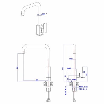 Смеситель для кухни MAT|ECO YAGO 1150 однорычажный, черный, нержавеющая сталь