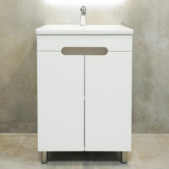 Шкаф напольный Etna белый матовый под умывальник Argo 500
