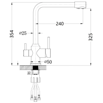 Кухонный смеситель Zerix SUS-021A 419 Inox