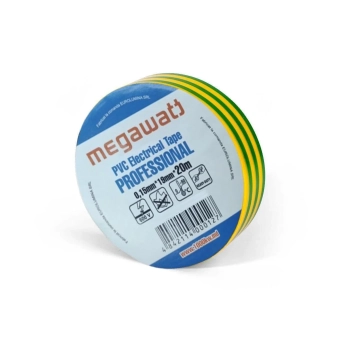 Изолента ПВХ 0.15x19мм Желто-Зеленая 20 метров MegaWatt