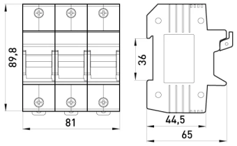 Держатель предохранителя на DIN-рейку  для предохранителя 14х51, 3р, 63А