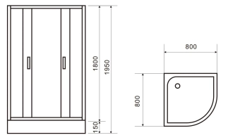 Душевая кабина 80x80см h=195см BS1001W Китай