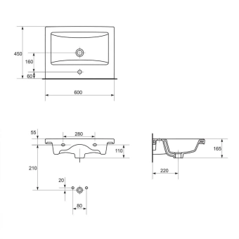 Умывальник для напольного шкафа Cersanit Como 60*45cm