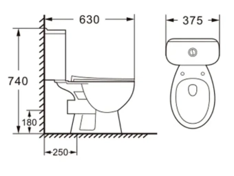 Унитаз напольный  MDB-1-P-PP P-TRAP no Rim + крышка Proplast