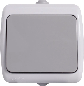 Выключатель одноклавишный e.aqua.1111.gr для внешнего монтажа, IP44, серый