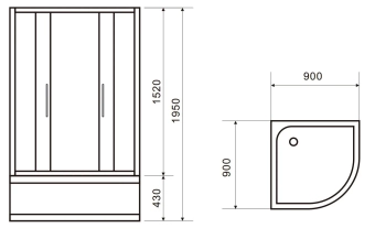 Душевая кабина BE1015 Chrom Mat 90x90cm H195 Китай
