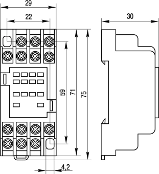 Разъем модульный e.control.p34s для промежуточного реле 3А на 4 группы контактов